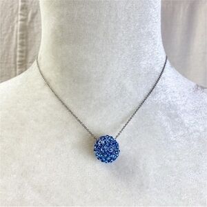 Monet blue pave rhinestone sphere pendant necklace